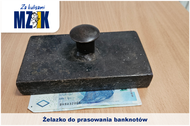 Grafika za kulisami z obciążnikiem/żelazkiem do prasowania banknotów
