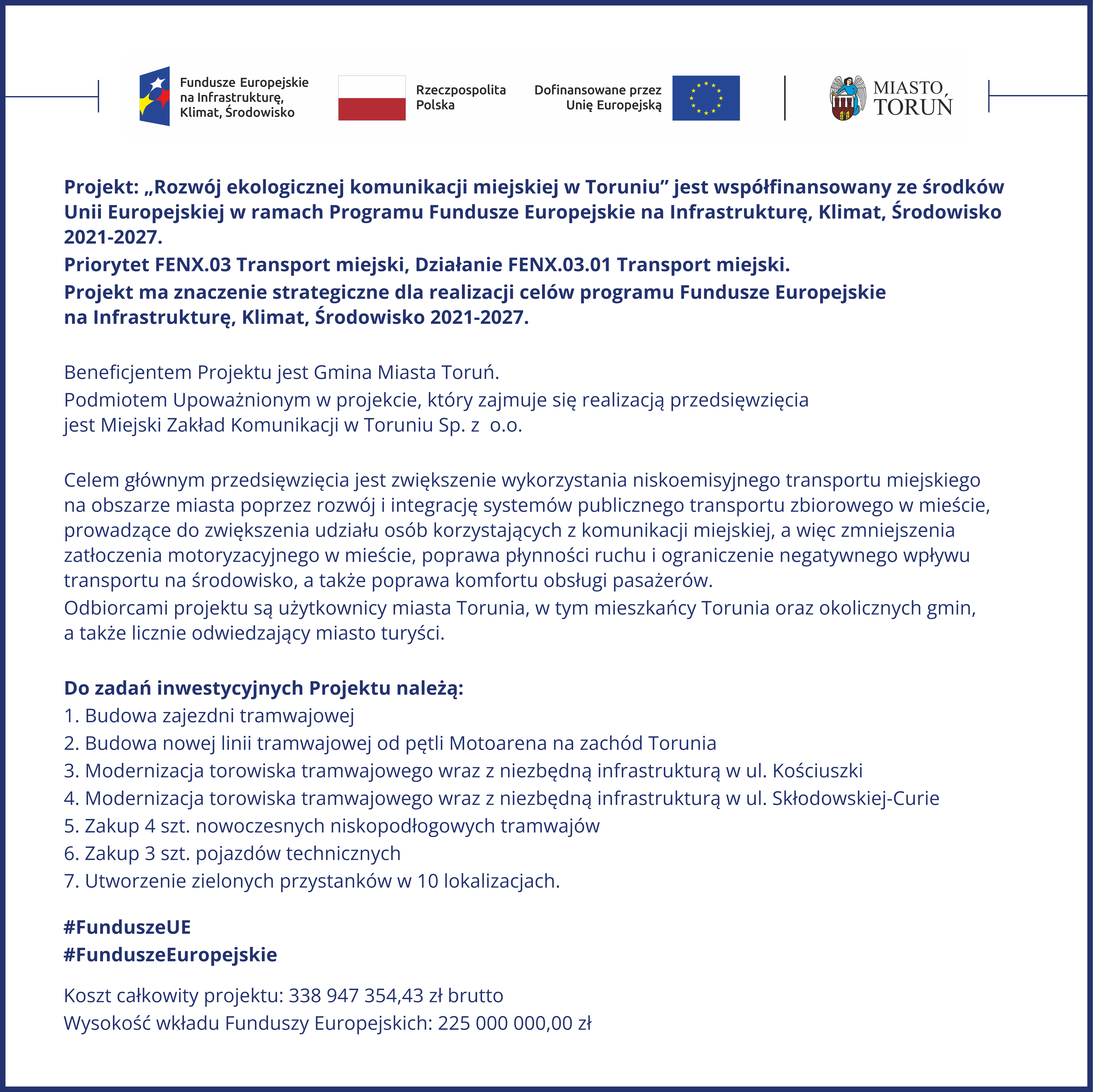 Plansza nt. dofinansowania projektu FEnIKS